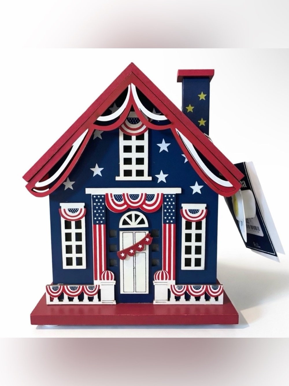 Martha Stewart Patriotic LED Lighted Wooden House NWT | Americana | Summer Decor